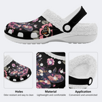 Black Background With Skull And Moth Print Slippers/Sandals