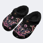 Black Background With Skull And Moth Print Slippers/Sandals