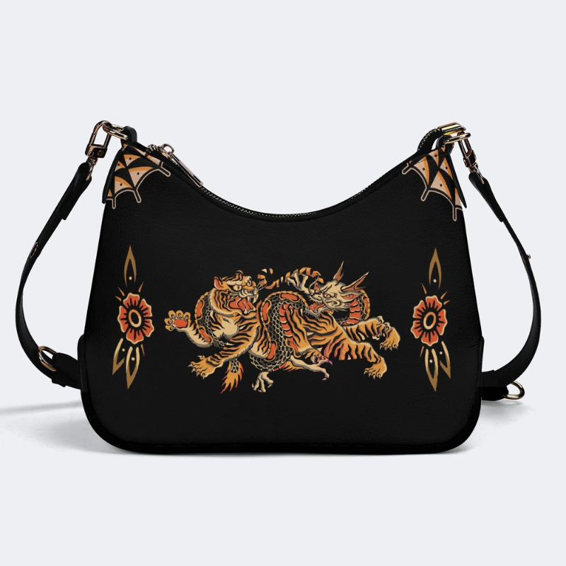 Classic Dragon Tiger Leather Crossbody Bag