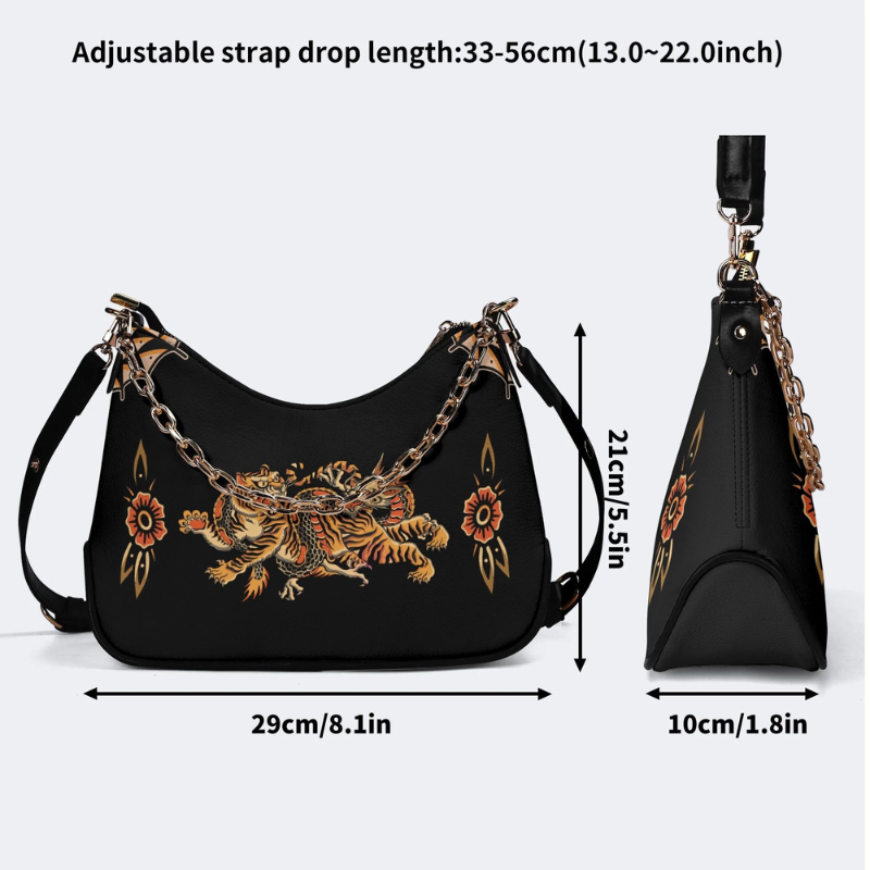 Classic Dragon Tiger Leather Crossbody Bag
