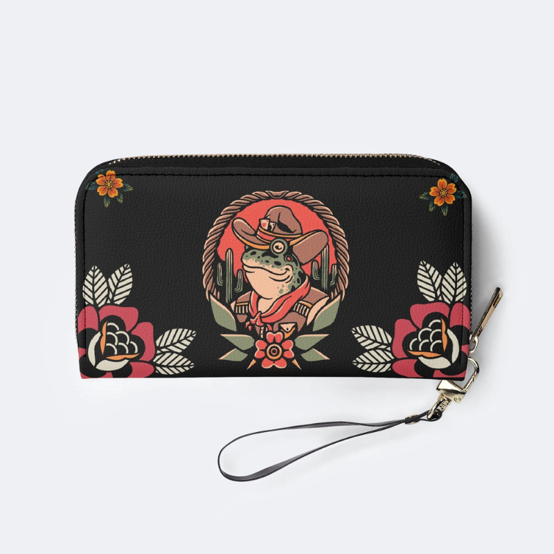 Cowboy Frog Print Leather Wallet Factory Direct Sales