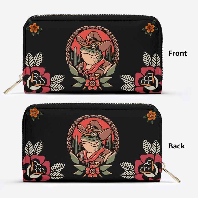 Cowboy Frog Print Leather Wallet Factory Direct Sales_01