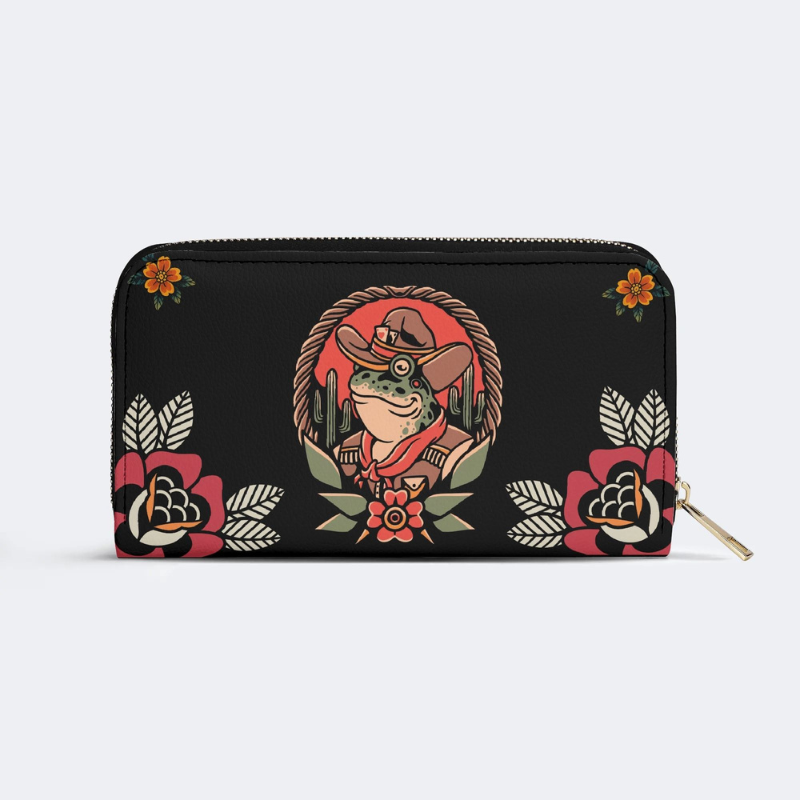 Cowboy Frog Print Leather Wallet Factory Direct Sales_03