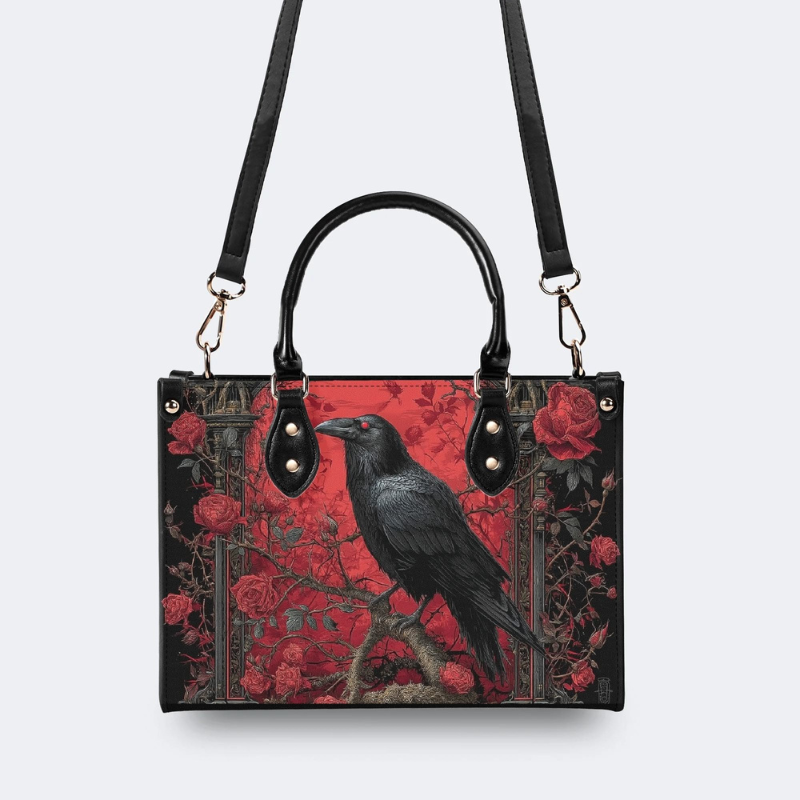 Crow Standing On A Rose Tree Handbag Factory Direct Sales_02