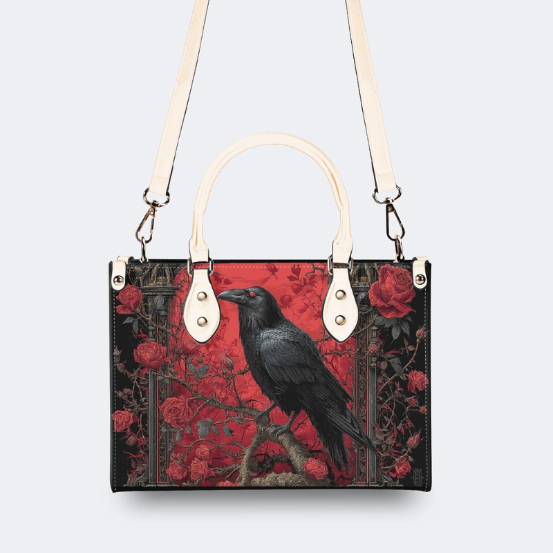 Crow Standing On A Rose Tree Handbag Factory Direct Sales_03