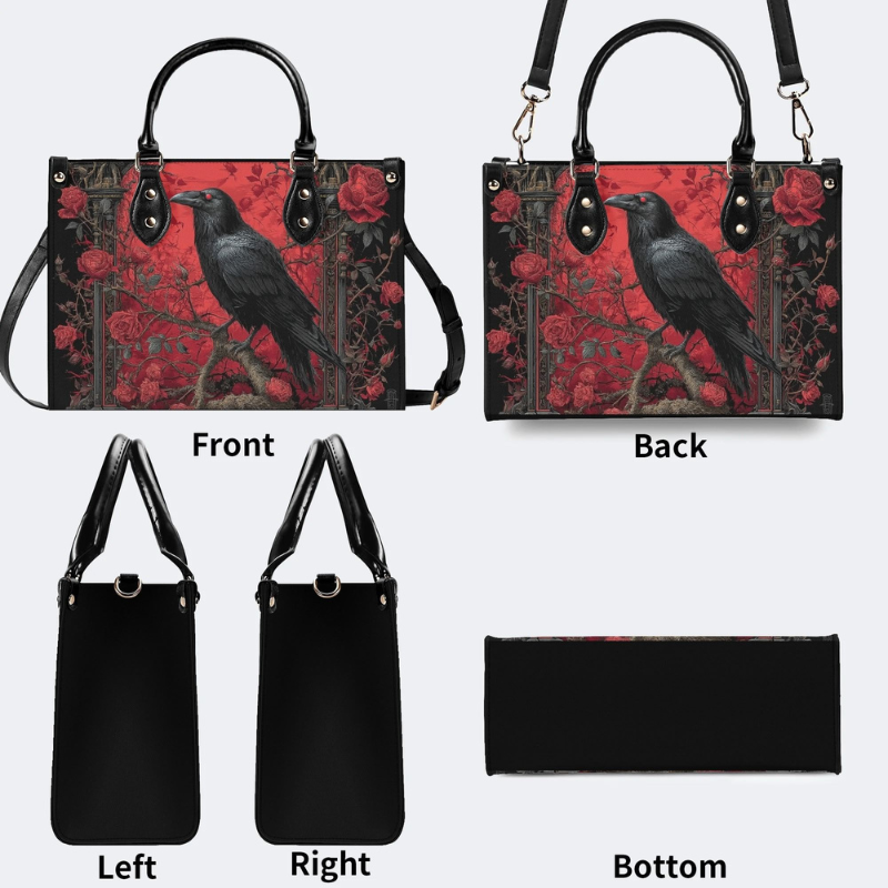 Crow Standing On A Rose Tree Handbag Factory Direct Sales_10