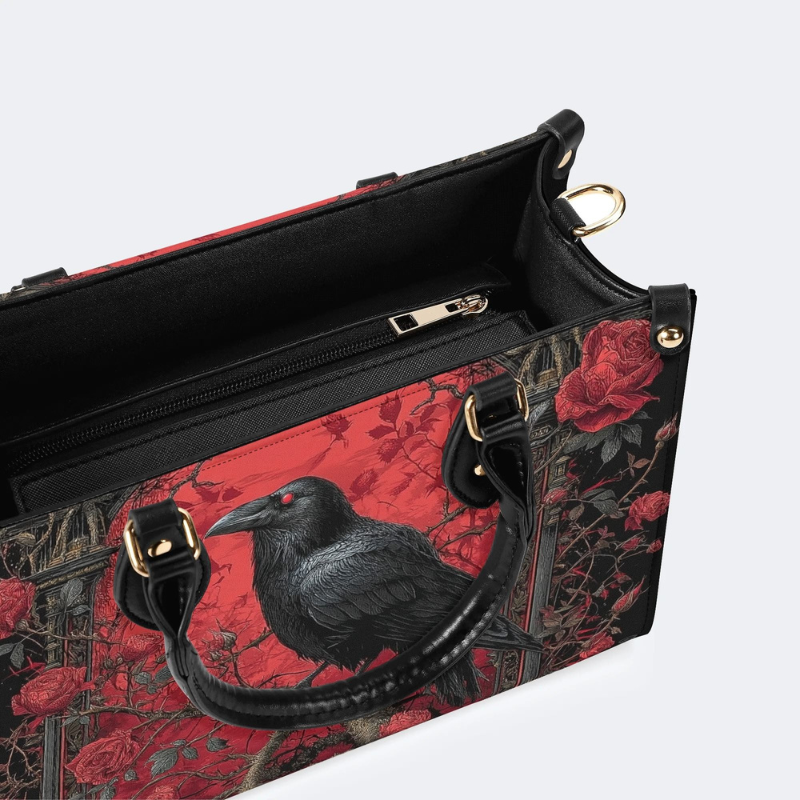 Crow Standing On A Rose Tree Handbag Factory Direct Sales_11
