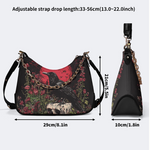 Crow Standing On Skull Print Leather Crossbody Bag_06