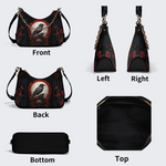 Dark Crow And Rose Print - Leather Crossbody Bag_05