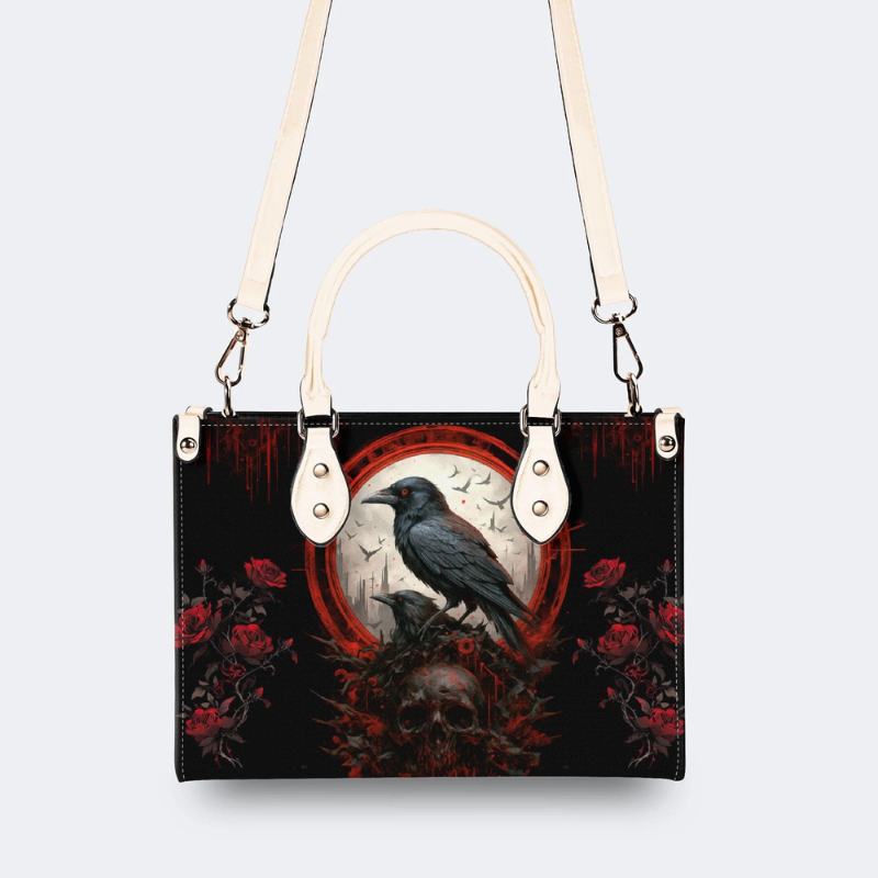 Dark Crow And Rose Print Handbag Factory Direct Sales_03