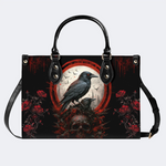 Dark Crow And Rose Print Handbag Factory Direct Sales