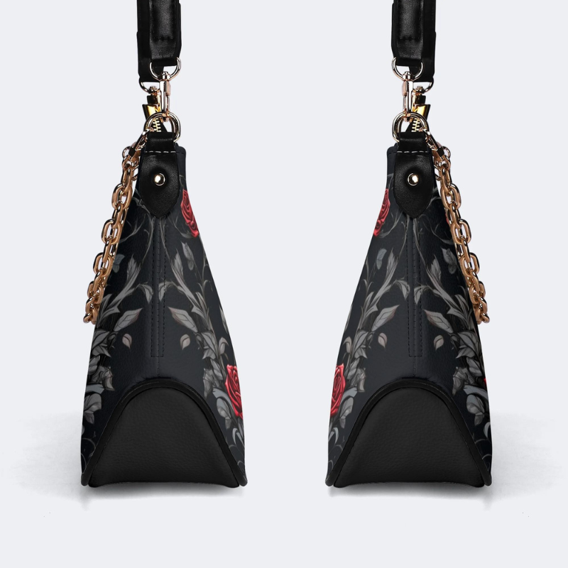 Dark Crow And Skull Print Leather Crossbody Bag_03