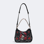 Dark Crow And Skull Print Leather Crossbody Bag_04