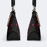 Dark Red Crow And Rose Print Leather Crossbody Bag_03