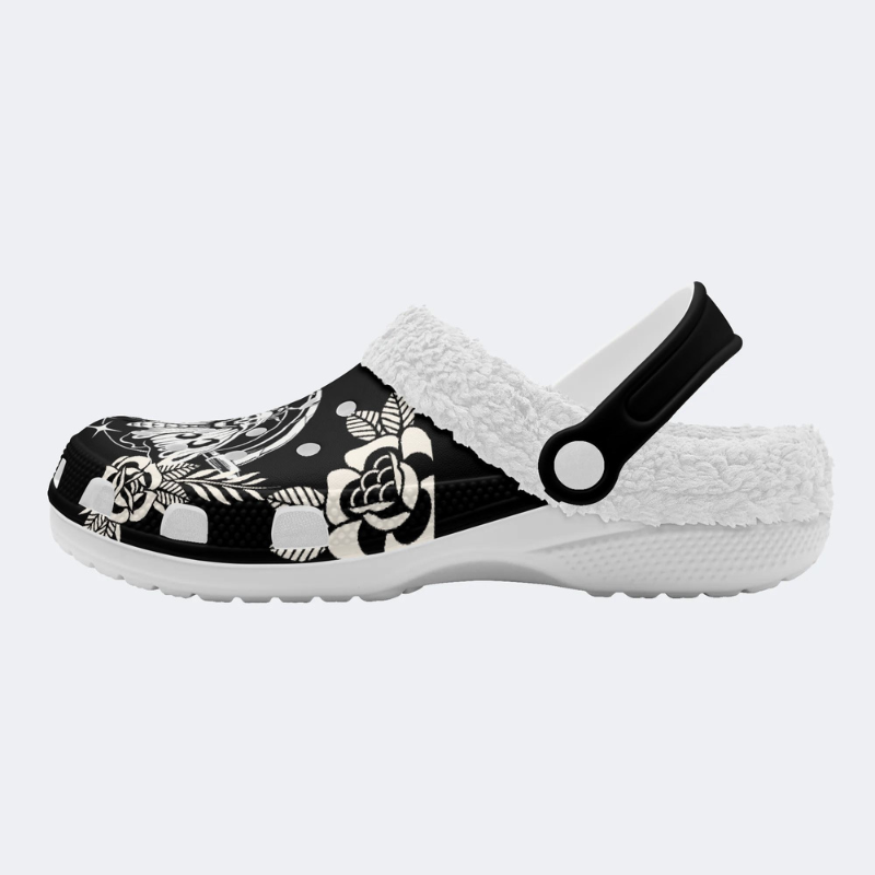 Death Moth And Sickle Print Slippers/Sandals