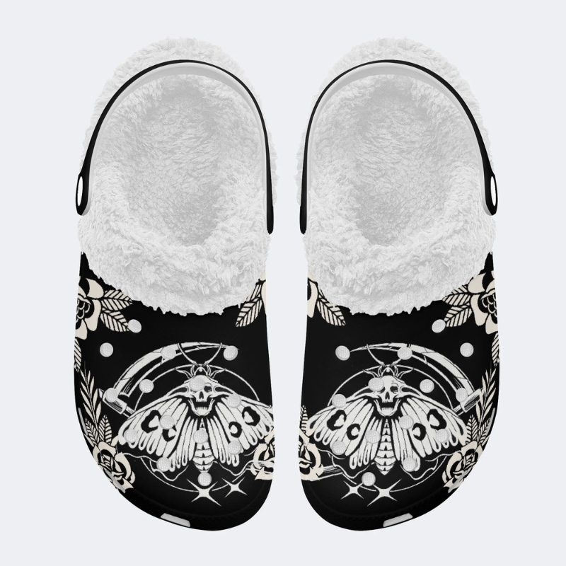 Death Moth And Sickle Print Slippers/Sandals