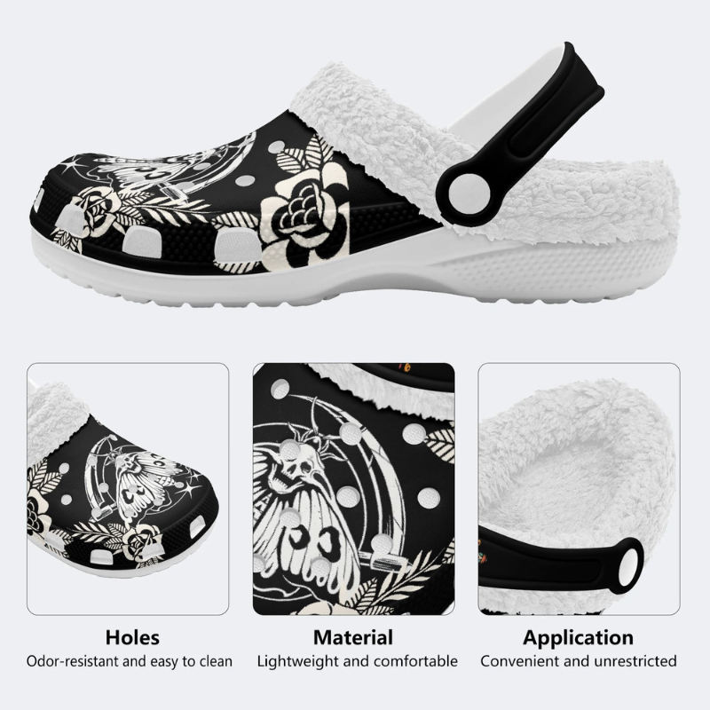 Death Moth And Sickle Print Slippers/Sandals