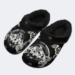 Death Moth And Sickle Print Slippers/Sandals
