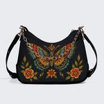 Fashion colorful butterfly print Leather Crossbody Bag
