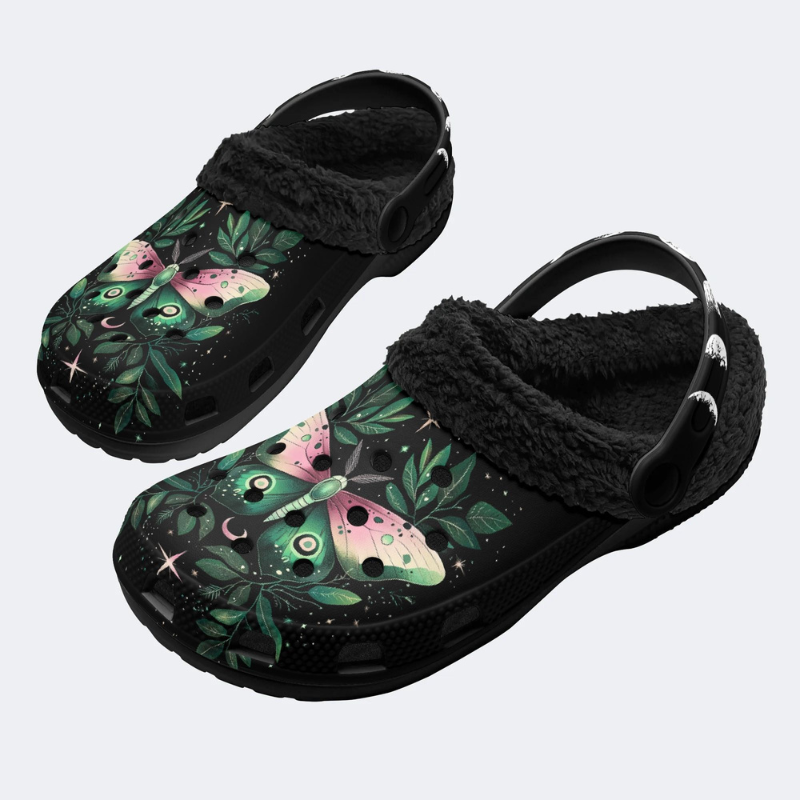 Fashionable Death Moth And Leaves Print Slippers/Sandals_04