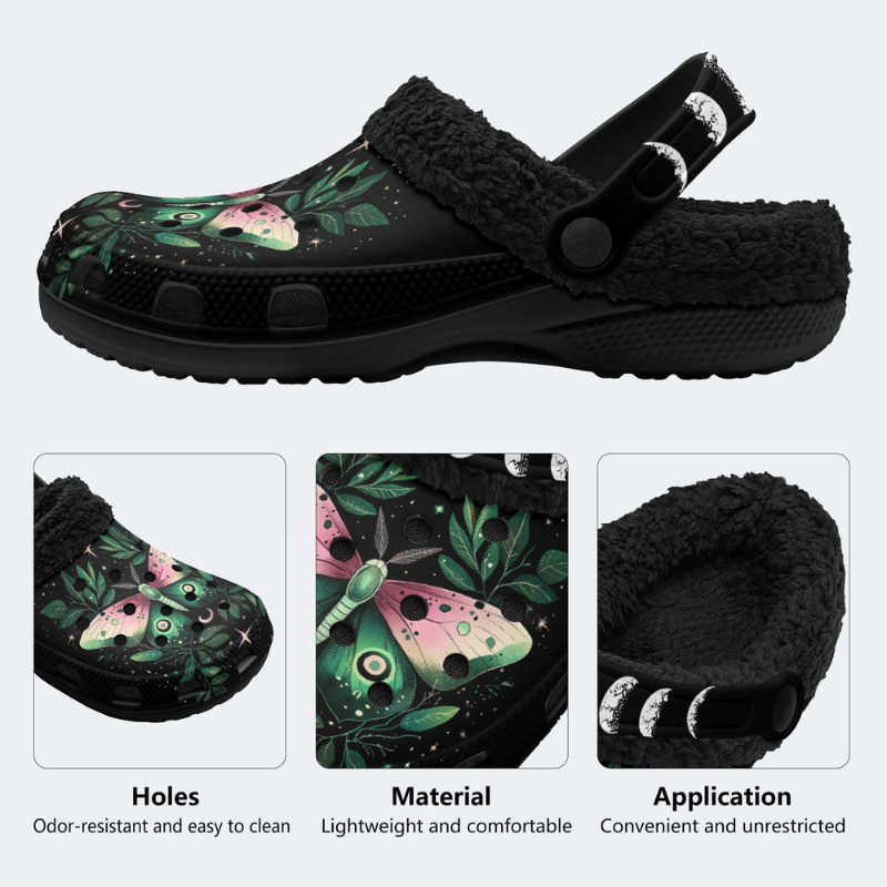 Fashionable Death Moth And Leaves Print Slippers/Sandals_05