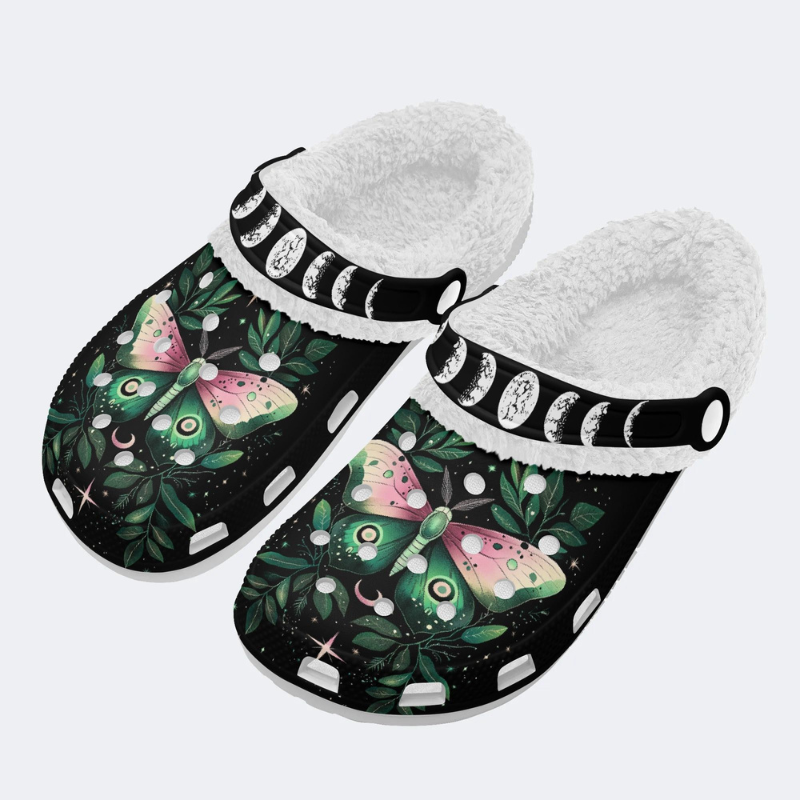 Fashionable Death Moth And Leaves Print Slippers/Sandals_06