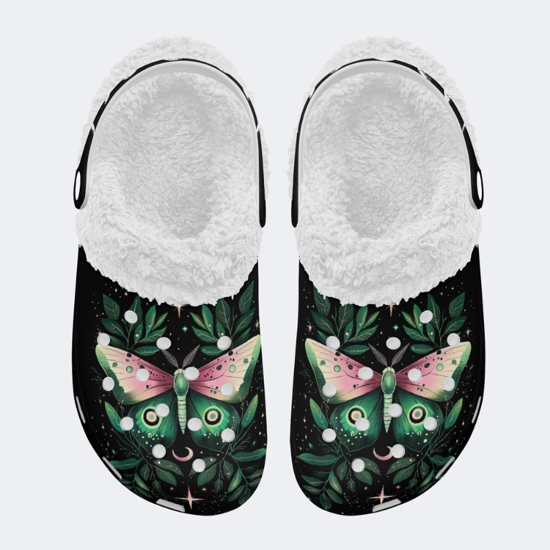 Fashionable Death Moth And Leaves Print Slippers/Sandals_09
