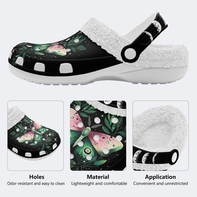 Fashionable Death Moth And Leaves Print Slippers/Sandals_11