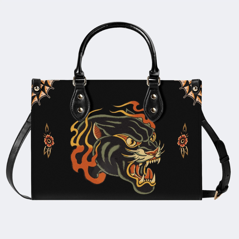 Flame Panther Print Handbag Factory Direct Sales