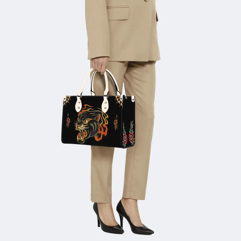 Flame Panther Print Handbag Factory Direct Sales
