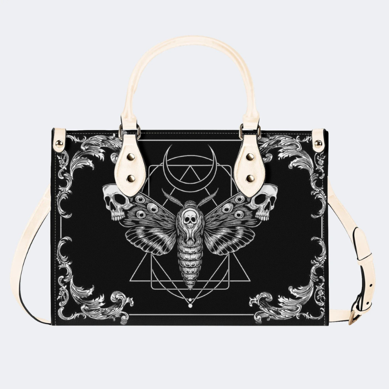 Geometric Death Moth And Skull Handbag_01