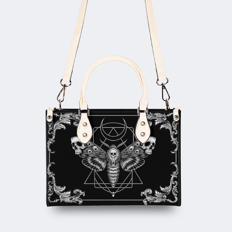 Geometric Death Moth And Skull Handbag_03