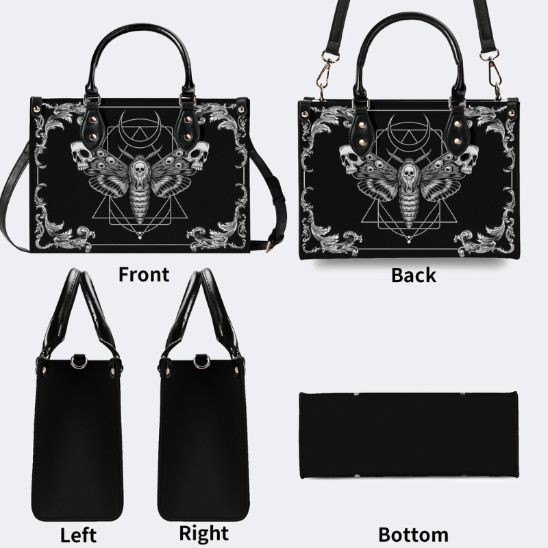 Geometric Death Moth And Skull Handbag_10