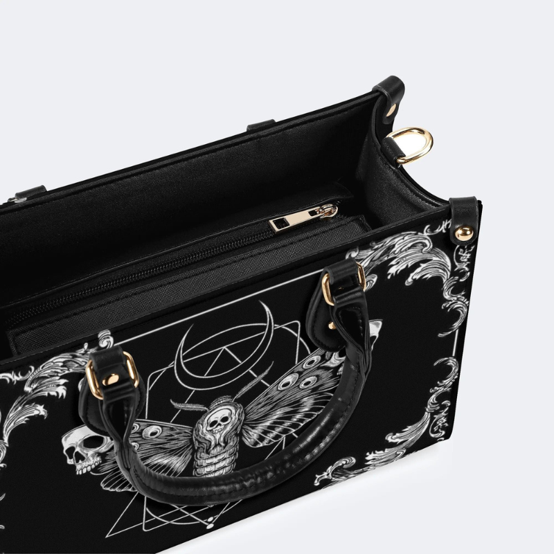 Geometric Death Moth And Skull Handbag_11