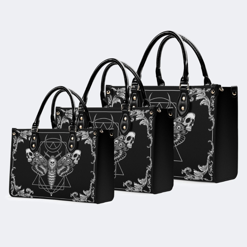 Geometric Death Moth And Skull Handbag_13