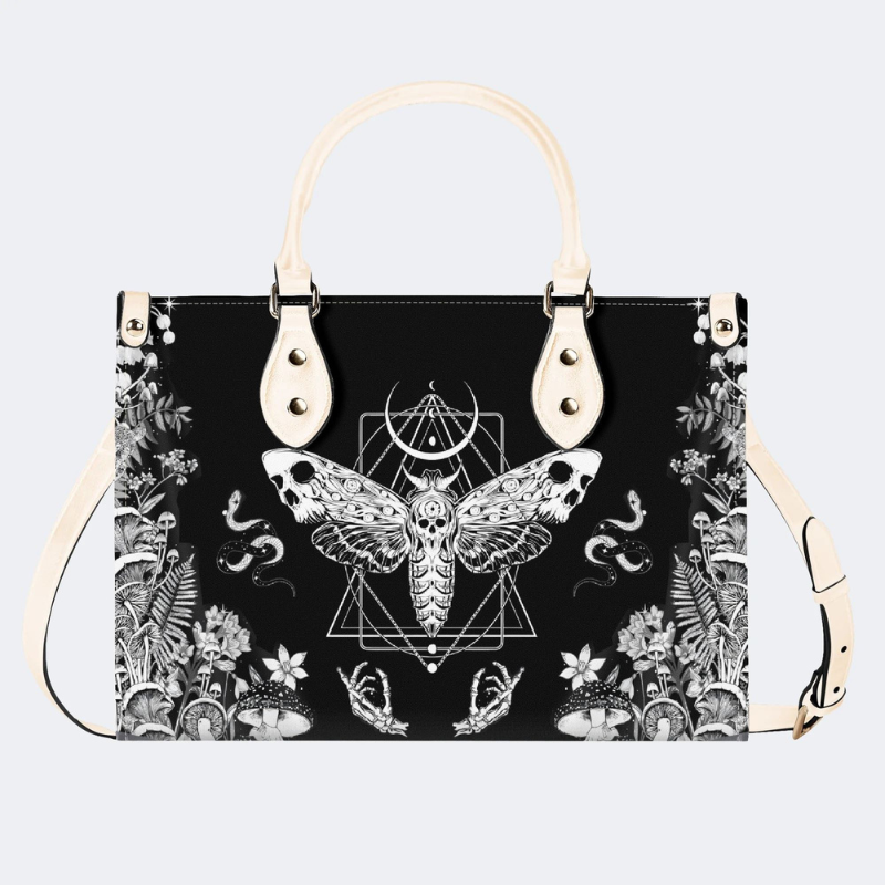 Geometric Moth And Snake Print Handbag_01