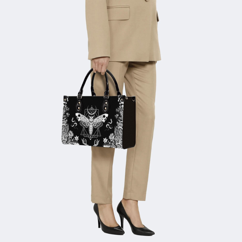 Geometric Moth And Snake Print Handbag_08