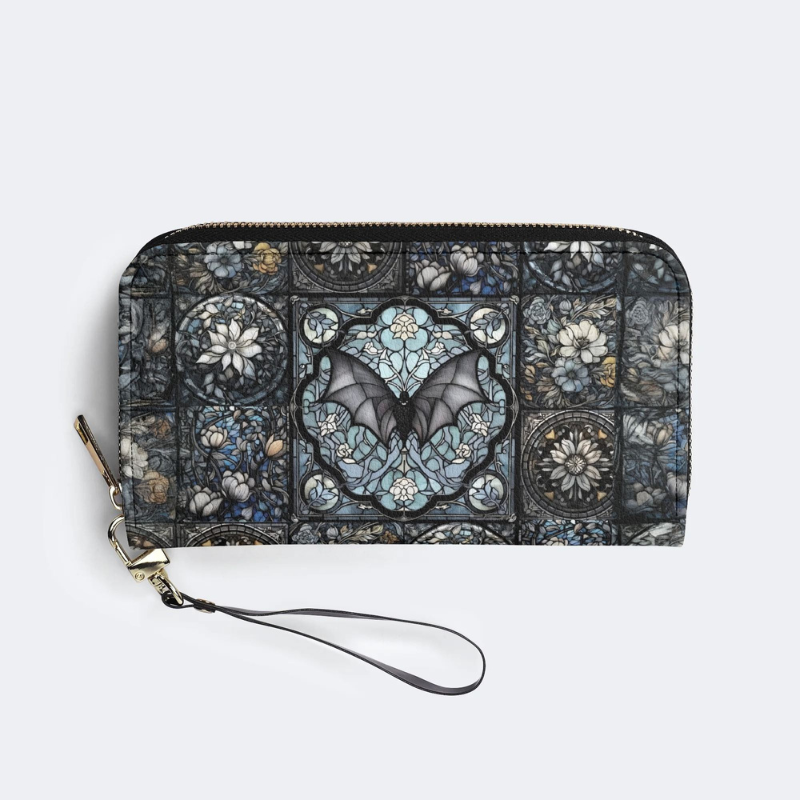 Gothic Bat Print Leather Wallet Factory direct sales_02