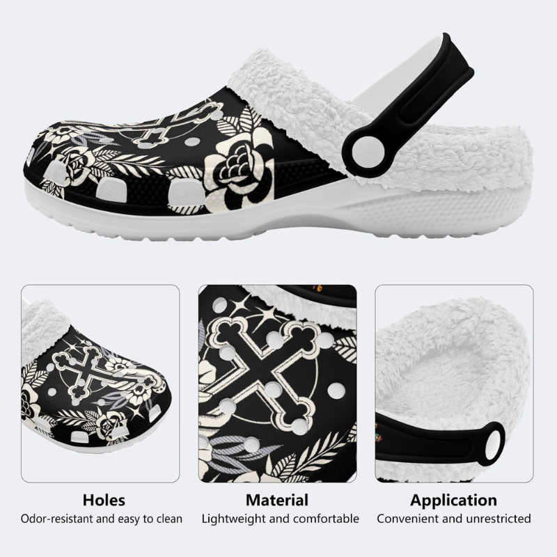 Hand Holding Cross Print Slippers/Sandals
