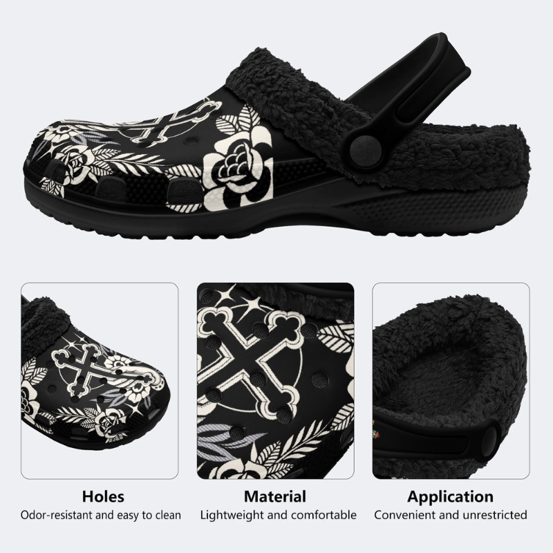 Hand Holding Cross Print Slippers/Sandals