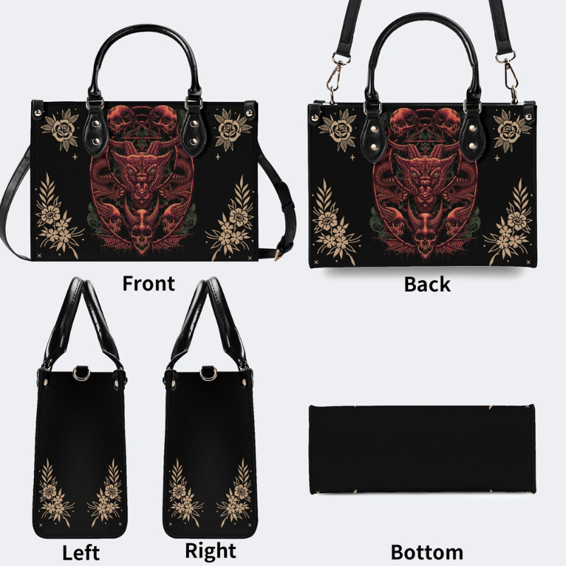 Hell Devil And Dragon Head Print Handbag