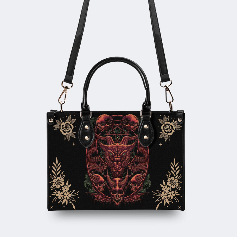 Hell Devil And Dragon Head Print Handbag