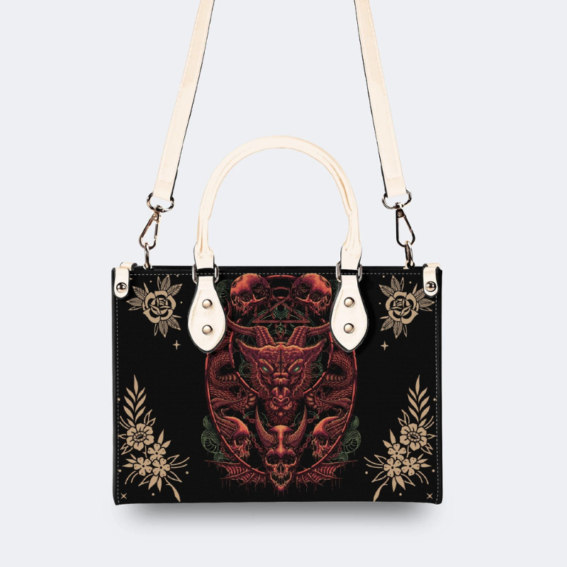 Hell Devil And Dragon Head Print Handbag