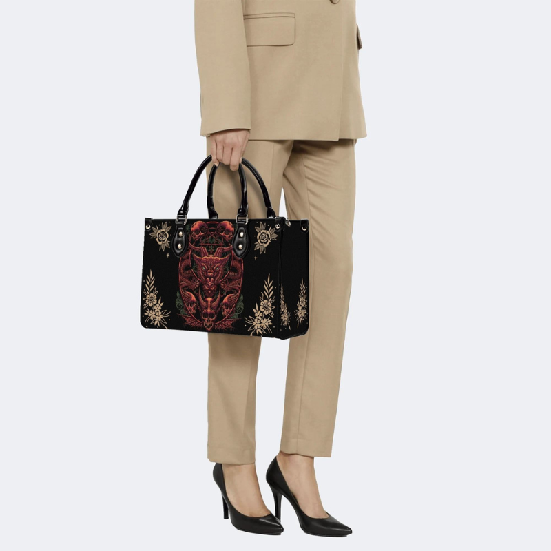 Hell Devil And Dragon Head Print Handbag