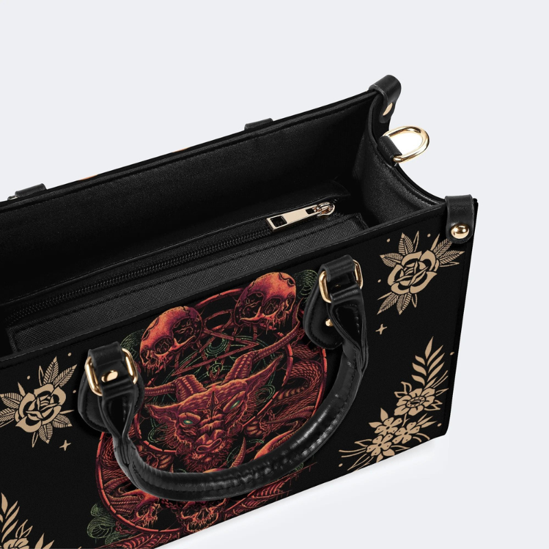 Hell Devil And Dragon Head Print Handbag