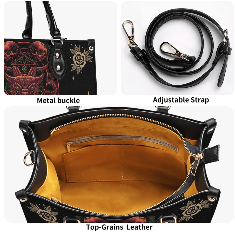 Hell Devil And Dragon Head Print Handbag