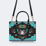 Human Face Moth And Bird Print Handbag_02