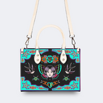 Human Face Moth And Bird Print Handbag_03