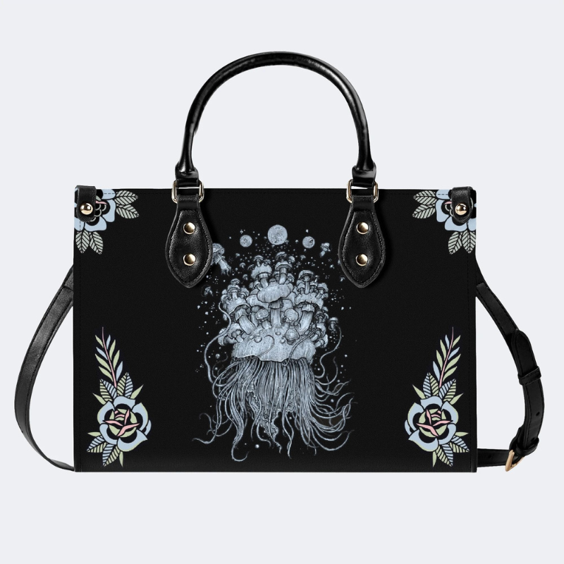 Mushroom And Jellyfish Print Handbag Factory Direct Sales