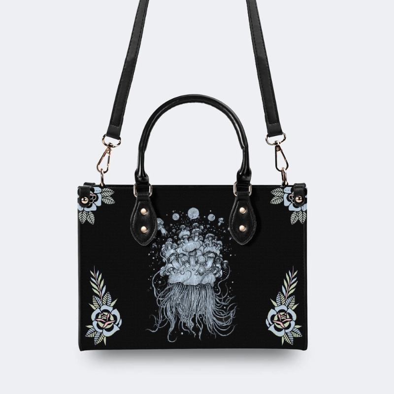 Mushroom And Jellyfish Print Handbag Factory Direct Sales